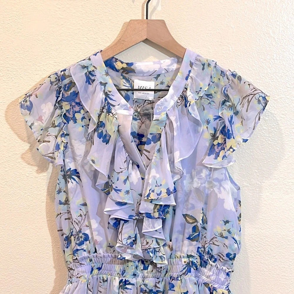 Misa Los Angeles Light Blue Periwinkle Floral Alona Mini Dress - Picture 3 of 12